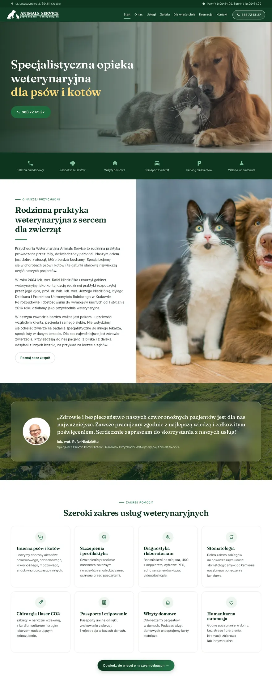 Strona Animals Service, Lecznica weterynaryjna, Kraków